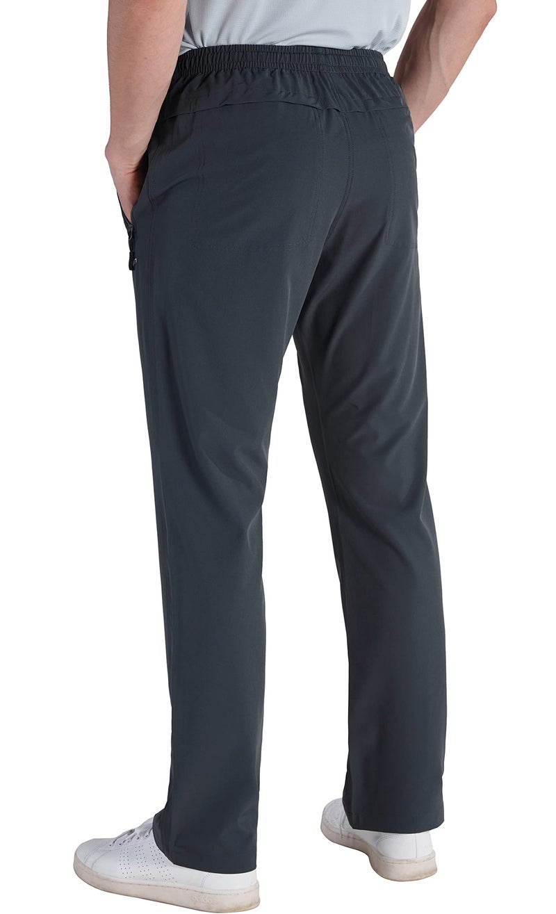 clothin Mens Workout Athletic Pants Elastic-Waist Drawstring Pants for Sport Exercise Travel,Quick-Dry,Stretchy,Grey,XL(37-41W x 30L) - Image 2